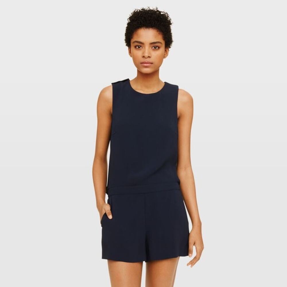 Club Monaco Women's Navy Blue Sleeveless Cutout Open Back Jumpsuit Romper Size 0